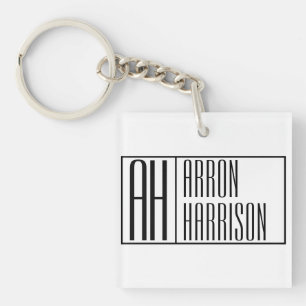 Modern Minimal Initials & Name Logo Keychain