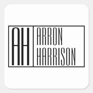 Modern Minimal Initials & Name Logo Square Sticker