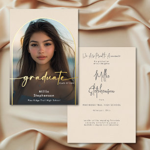 Modern Minimal Ivory Foil Graduation Announcement