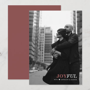 Modern Minimal Joyful Christmas Photo Holiday Card