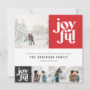 Modern minimal joyful typography photo holiday card