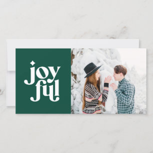 Modern minimal joyful typography photo holiday card