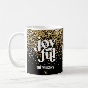 Modern minimal joyful typography photo holiday coffee mug