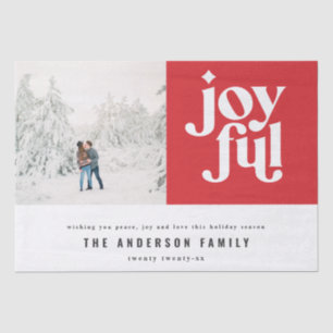 Modern minimal joyful typography photo holiday tissue paper