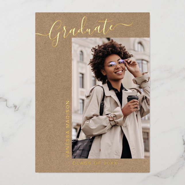 Modern Minimal Kraft 1 Photo Grad Announcement (Front)