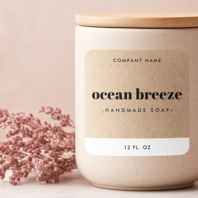 Modern minimal Kraft look square product label (Modern minimal Kraft look square product label)