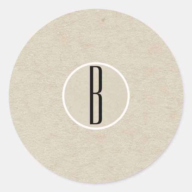 Modern Minimal Kraft Rustic Monogram Wedding Favou Classic Round Sticker (Front)