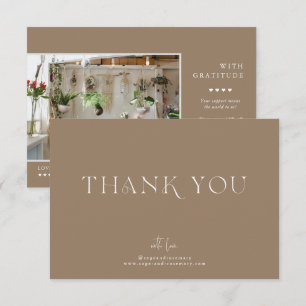 Modern Minimal   Latte Beige Business Thank You Card