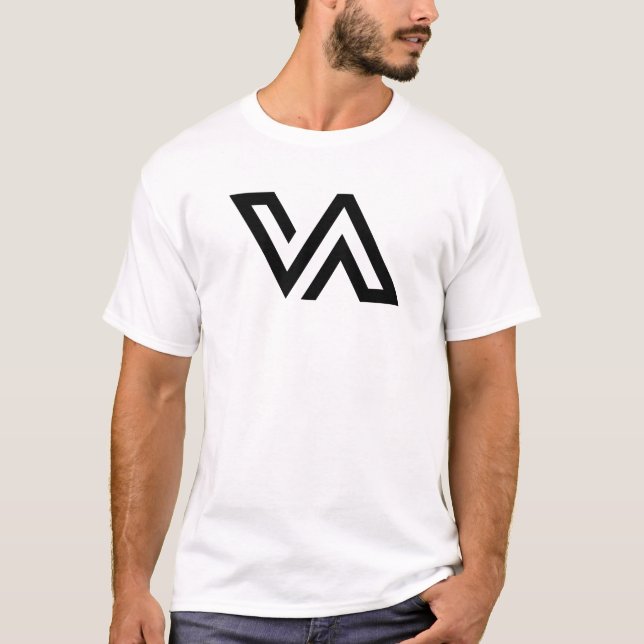 Modern Minimal Letter VA Monogram T-Shirt (Front)
