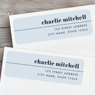 Modern minimal light dusty blue return address