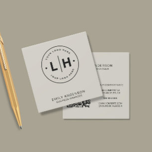 Modern Minimal Logo QR Square Business Card