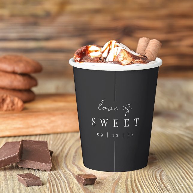 Modern Minimal "Love is Sweet" Wedding Hot Cocoa Paper Cups (Creator Uploaded)