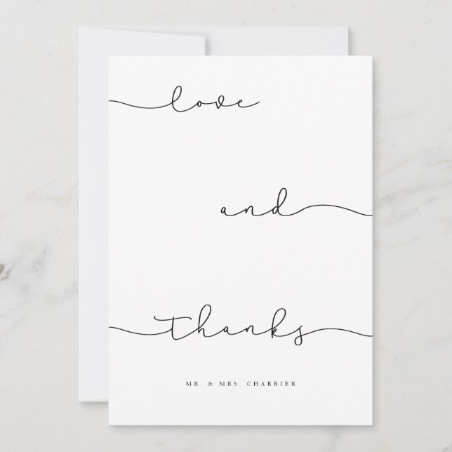 Modern Minimal Love & Thanks Gracias Script Photo Thank You Card (Front)
