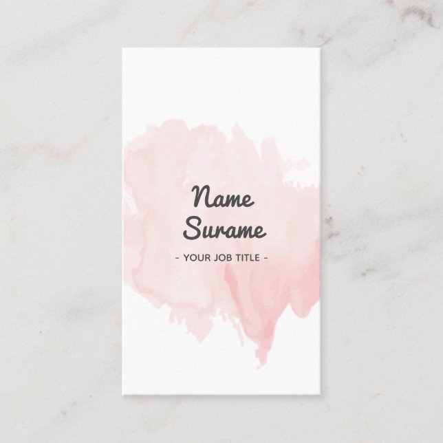 Modern Minimal Lt Pink Blush Watercolor Vertical Business Card (Front)