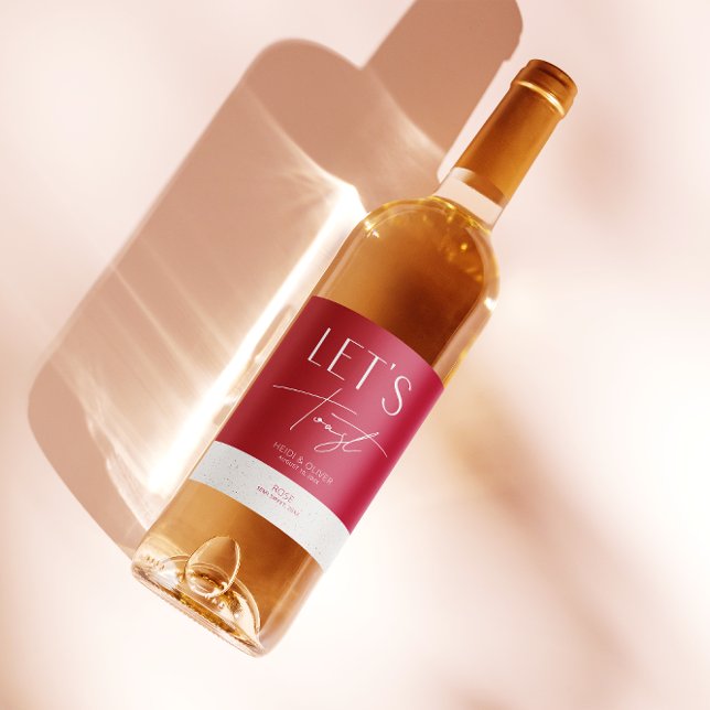 Modern Minimal Magenta Personalized Wedding Bottle Wine Label (Creator Uploaded)