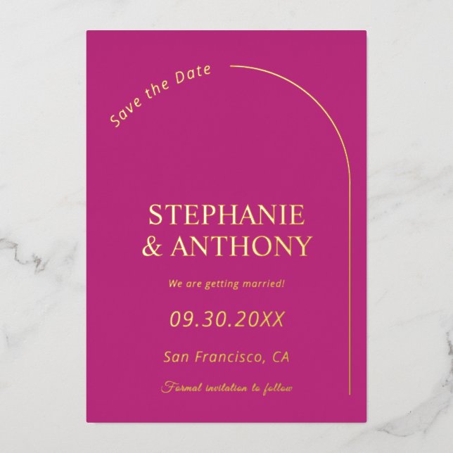 Modern Minimal Magenta with Arch Wedding     (Front)