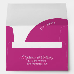 Modern Minimal Magenta with Arch Wedding Envelope