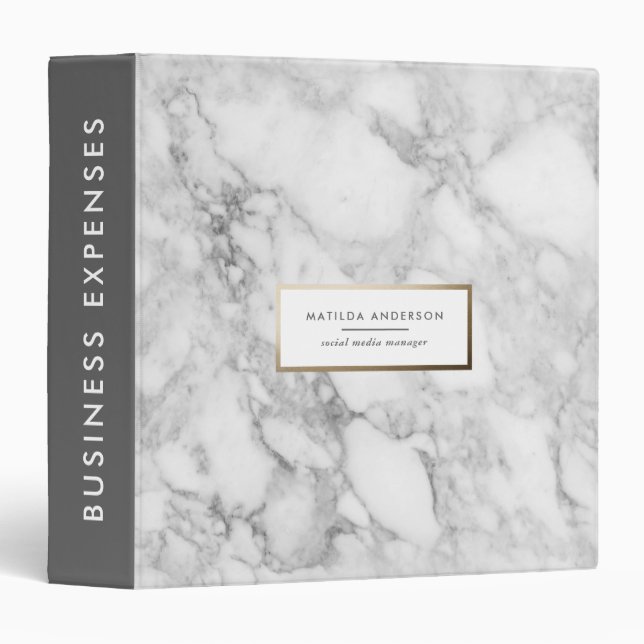 Modern minimal marble and gold geometric binder (Front/Spine)