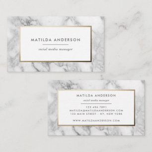 Modern minimal marble and gold geometric business card