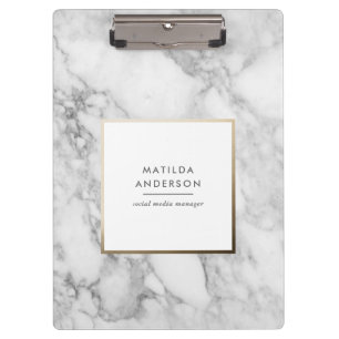 Modern minimal marble and gold geometric clipboard