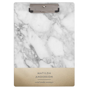 Modern minimal marble and gold geometric clipboard