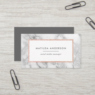 Modern minimal marble and rose gold geometric business card