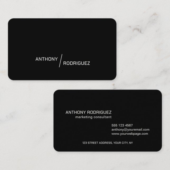 Modern Minimal Matte Black Business Card (Front/Back)