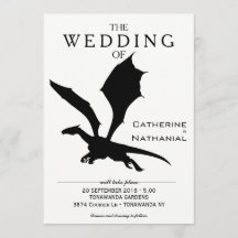 Modern Minimal Medieval Dragon Wedding Invitation