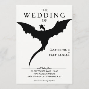 Modern Minimal Medieval Dragon Wedding Invitation