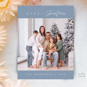 Modern Minimal, Merry Christmas Family Photo Postcard