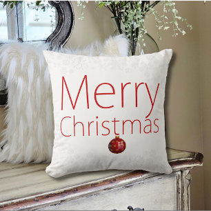 Modern Minimal Merry Christmas Holiday Throw Pillow