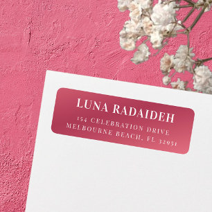 Modern minimal metallic pink return address 