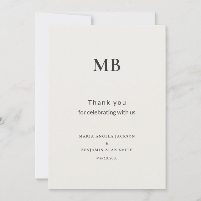 Modern Minimal Micro Wedding Thank You Card (Front)