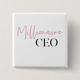 Modern Minimal Millionaire CEO Pink And Black 2 Inch Square Button
