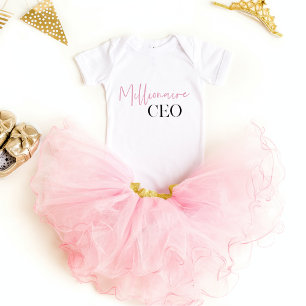 Modern Minimal Millionaire CEO   Pink And Black  Baby Bodysuit