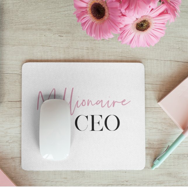 Modern Minimal Millionaire CEO | Pink And Black  Mouse Pad (Creator Uploaded)