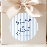 Modern Minimal Minimalist Blue Stripes Wedding