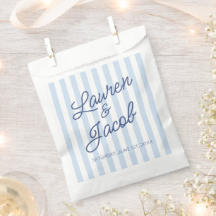 Modern Minimal Minimalist Blue Stripes Wedding Favour Bag