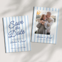 Modern Minimal Minimalist Blue Stripes Wedding