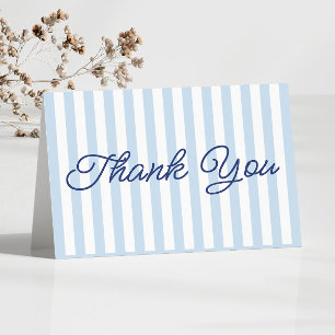 Modern Minimal Minimalist Blue Stripes Wedding Thank You Card