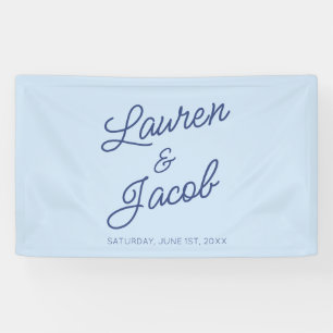 Modern Minimal Minimalist Blue Wedding Banner