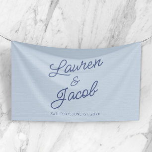 Modern Minimal Minimalist Blue Wedding Banner