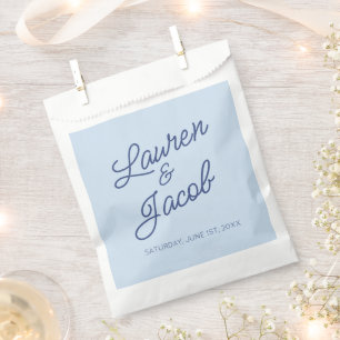 Modern Minimal Minimalist Blue Wedding Favour Bag