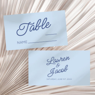 Modern Minimal Minimalist Blue Wedding Place Card