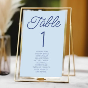 Modern Minimal Minimalist Blue Wedding Table Number