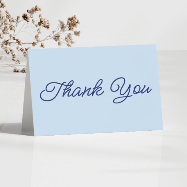 Modern Minimal Minimalist Blue Wedding Thank You Card (Creator Uploaded)