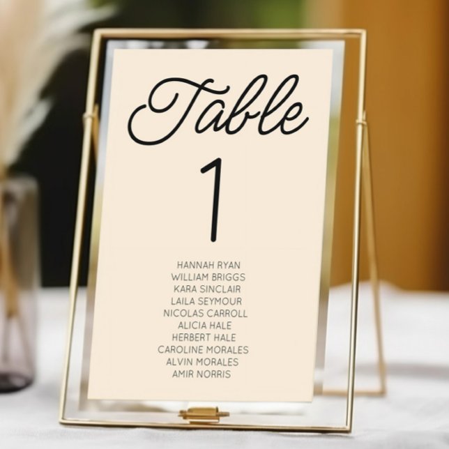 Modern Minimal Minimalist Champagne Wedding Table Number (Creator Uploaded)
