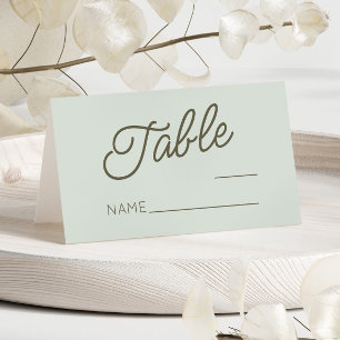 Modern Minimal Minimalist Green Wedding Place Card