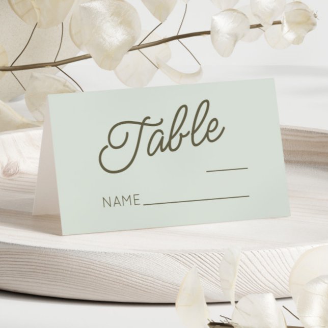 Modern Minimal Minimalist Green Wedding Place Card (Creator Uploaded)