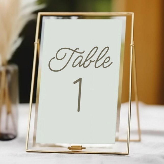 Modern Minimal Minimalist Green Wedding Table Number (Creator Uploaded)